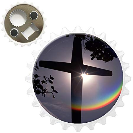 Cross and Rainbow Circle Logo - Christian Cross Against Sun with Beautiful Rainbow Effect Bottle ...