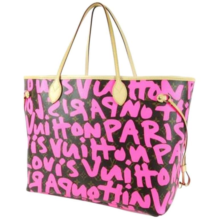 Louis Vuitton Graffiti Logo - Louis Vuitton by Marc Jacobs Pink Graffiti Neverfull GM Bag at 1stdibs