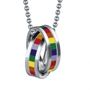 Cross and Rainbow Circle Logo - RAINBOW RINGS CROSS LINK PRIDE PENDANT NECKLACE FOR LESBIAN GAY ...