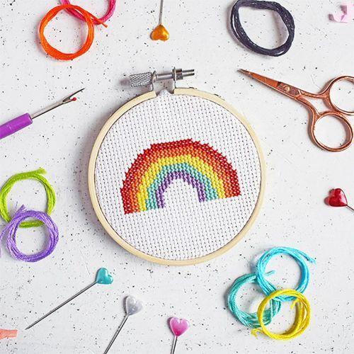 Cross and Rainbow Circle Logo - Cross stitch sewing kits by the Make Arcade