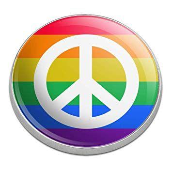 Cross and Rainbow Circle Logo - GRAPHICS & MORE Peace Rainbow LGBTQ Symbol Golfing Premium Metal ...