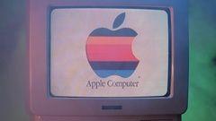 Old Apple Computer Logo - Vintage Apple Mac Computer Logo on Old CRT Screen 90s ~ Hi Res #95417361
