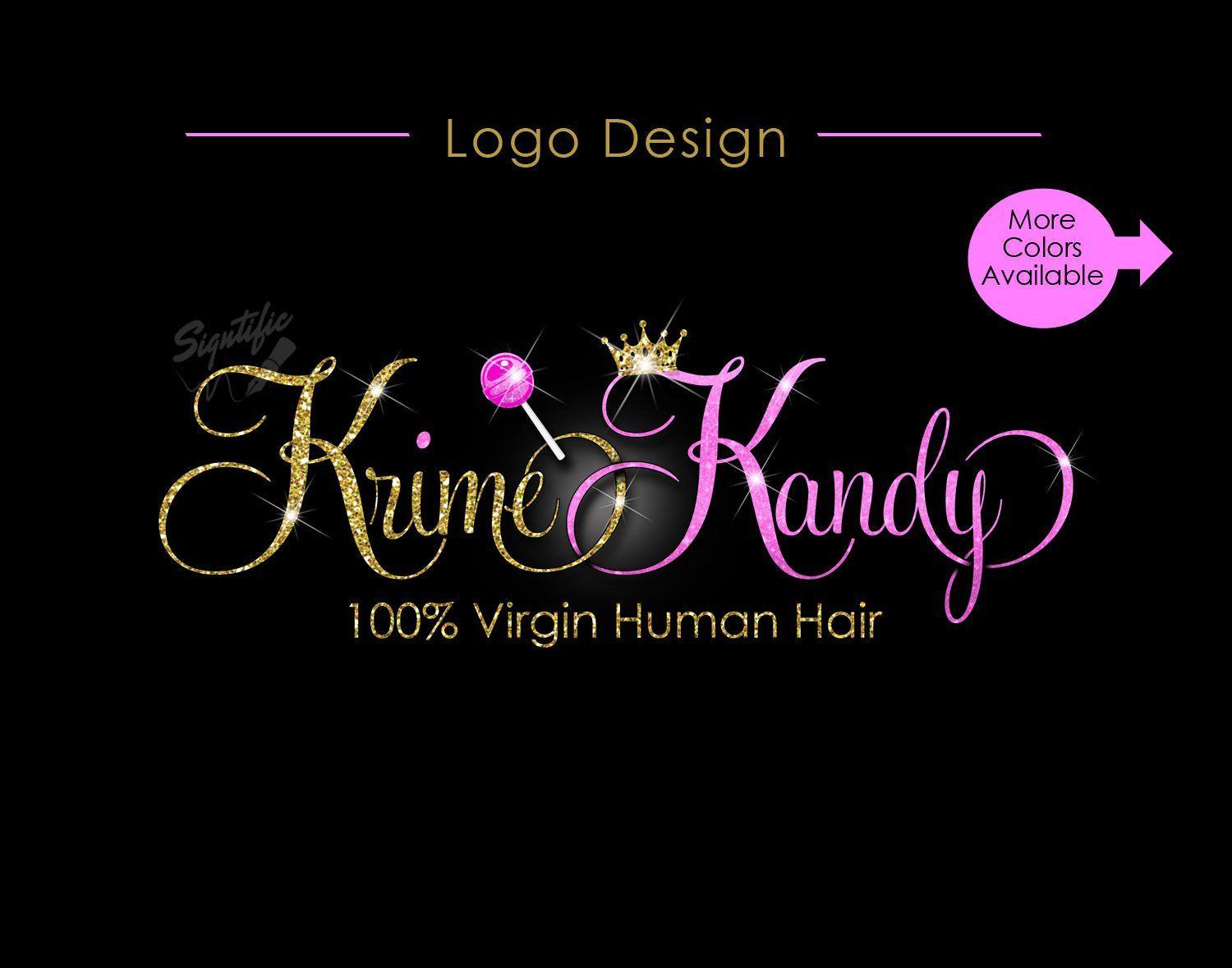 Glitter Crown Logo - Hair Extension Logo, Virgin Hair Logo, Crown Logo, Glitter Hair Logo ...