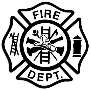 Fireman Symbol Logo - American Vinyl White FIRE DEPT Maltese Cross Sticker