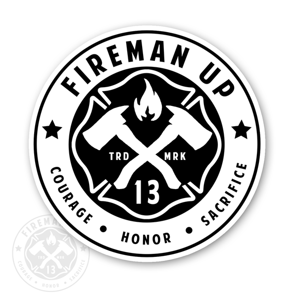 Fireman Symbol Logo - Fireman Up Circle Logo Inverted - 4