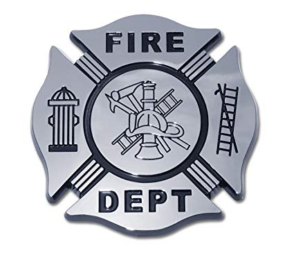 Firefigher Logo - Fire Department Firefighter Maltese Cross Premium Black & Chrome Plated  Metal Car Truck Motorcycle Emblem