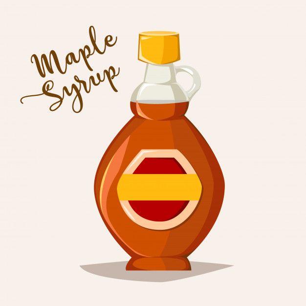 Maple Syrup Logo - Logo maple syrup bottle, cartoon cruet sweet maple nectar with cap ...