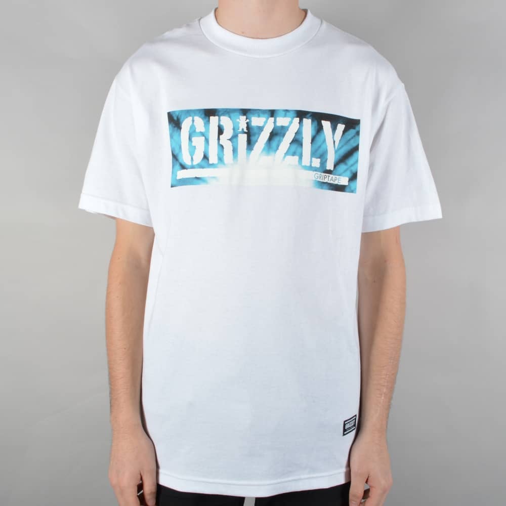 Grizzly Clothing Logo - Grizzly Griptape Tie-Dye Box Logo Skate T-Shirt - White - SKATE ...