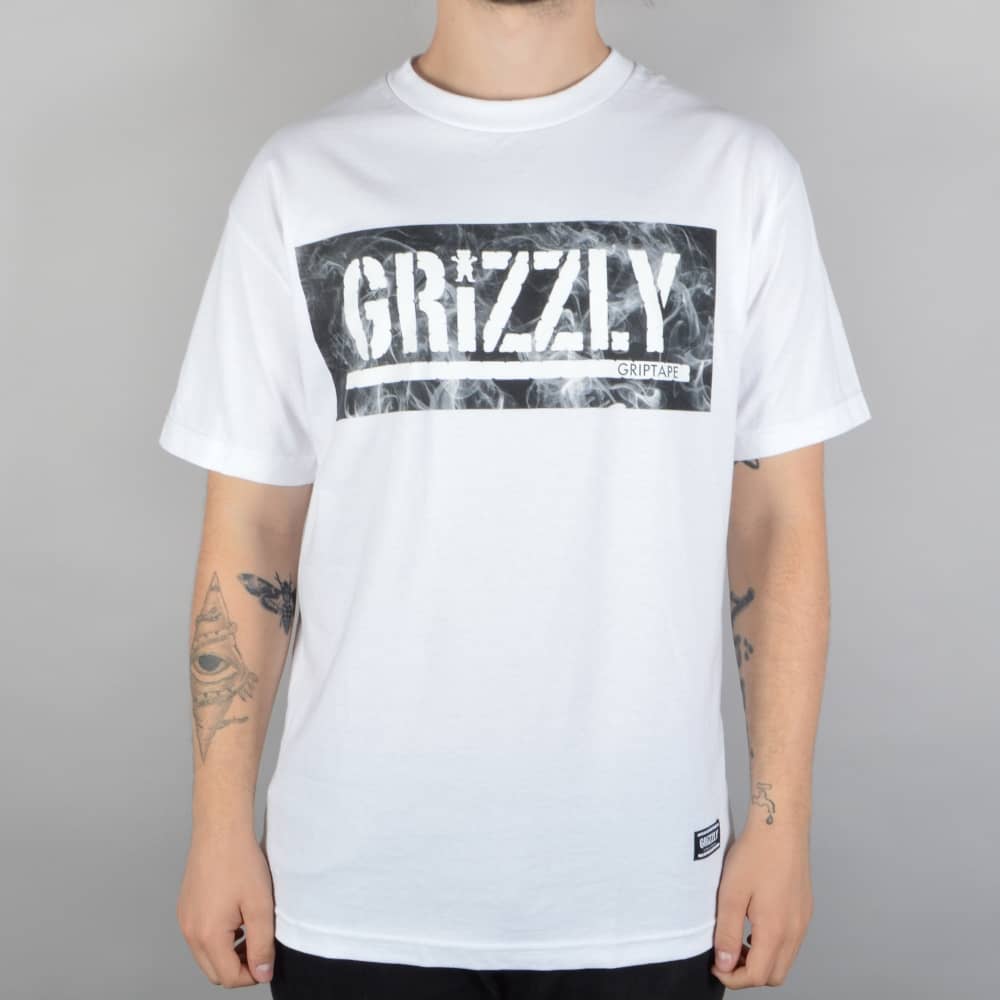 Grizzly Clothing Logo - Grizzly Griptape Hot Box Logo Stamp Skate T-Shirt - White - SKATE ...