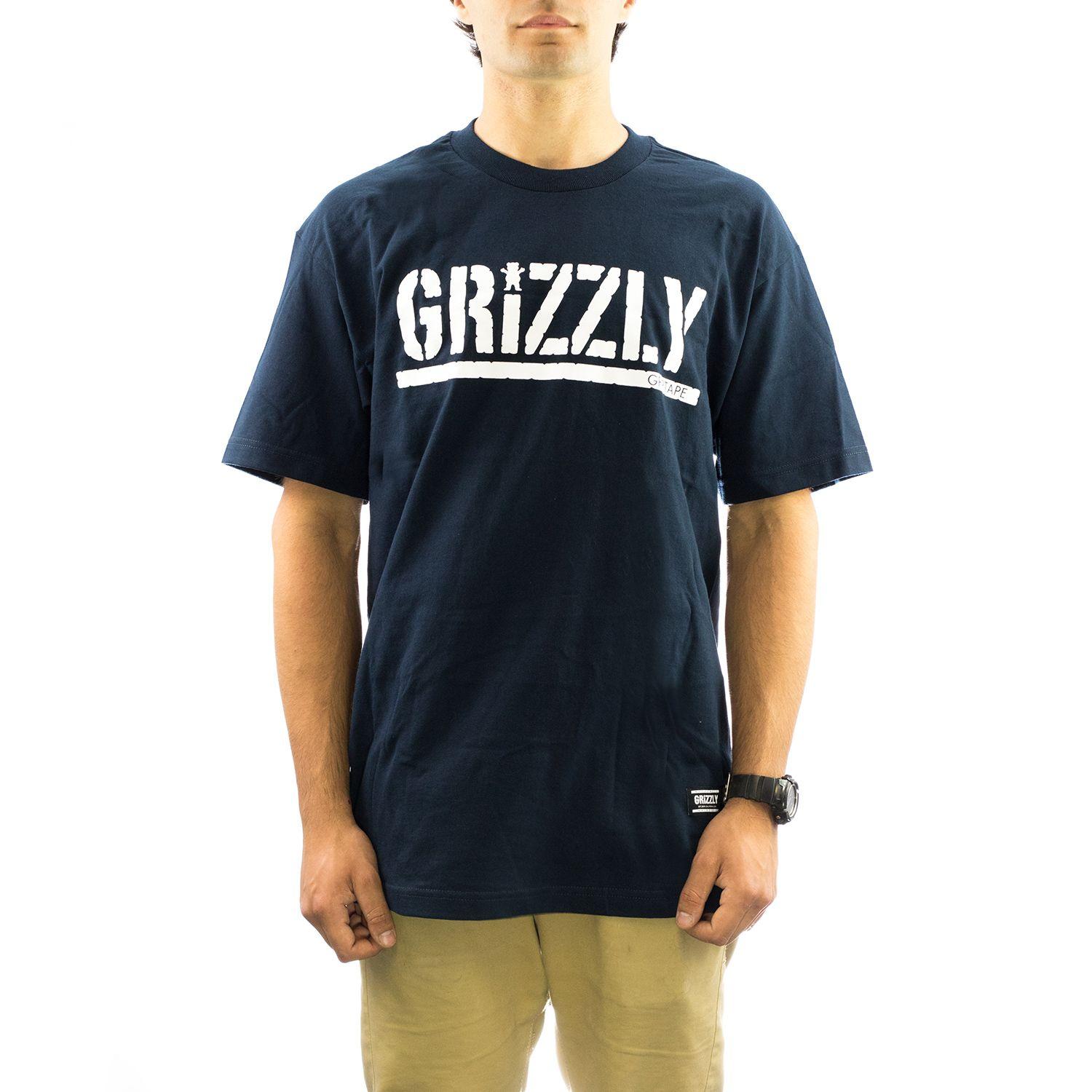 Grizzly Clothing Logo - Grizzly Griptape OG Stamp Logo Tee in Navy Blue.co.uk