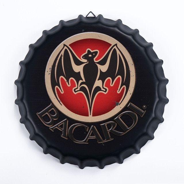 Vintage Bacardi Logo - Tin Sign BACARDI Vintage Metal Painting Beer cap Bar pub Hanging