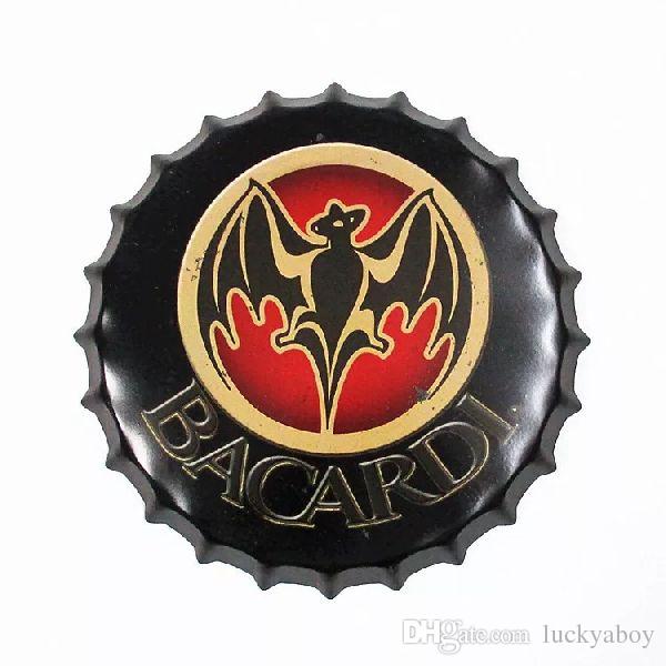 Vintage Bacardi Logo - Bacardi Round Bottle Cap Vintage Tin Sign Bar Pub Home Wall