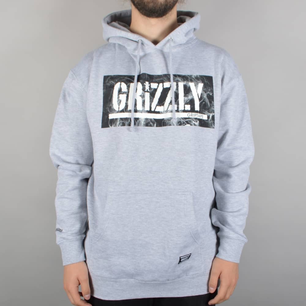 Grizzly Clothing Logo - Grizzly Griptape Hot Box Logo Stamp Hoodie - Heather Grey - SKATE ...
