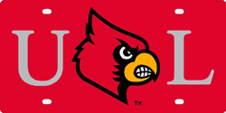 Louisville Cardinal Bird Logo - Louisville Cardinals Cardinal Bird and U of L logo Inlaid License Plate