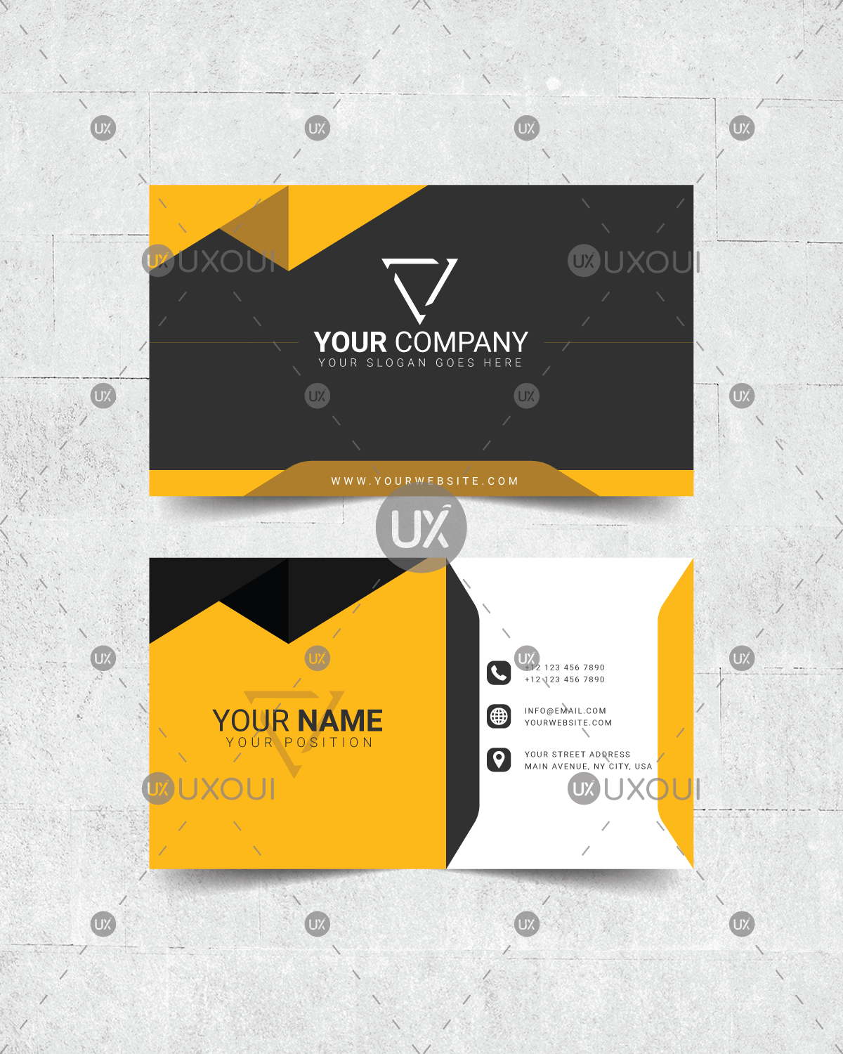 Black Yellow Company Logo - Black yellow & white creative dark business card design template ...