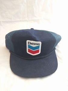 Chevron Corporation Logo - VTG Chevron Corporation Logo Blue Corduroy Snap Back Trucker Hat Cap