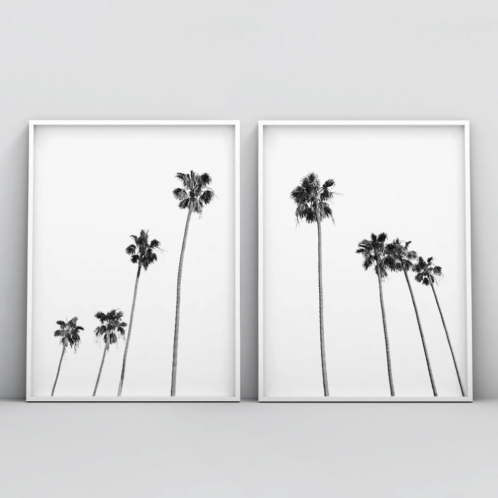 Black and White Palm Tree Logo - Black and White Palm Trees Set of 2 Poster