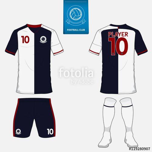 Soccer Apparel Logo - Set of Football kit or soccer jersey template for soccer club. Flat ...