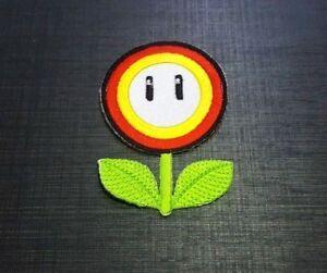 Fire Flower Logo - Embroidered Sew Iron Patch LOGO EMBLEM FIRE FLOWER SUPER MARIO ...