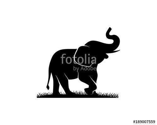 Black Grass Logo - Black Elephant with Grass Illustration Animal on Zoo Silhouette Logo ...