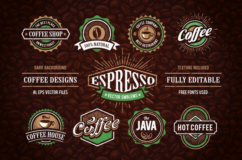 Vintage Coffee Shop Logo - Retro Coffee Emblems
