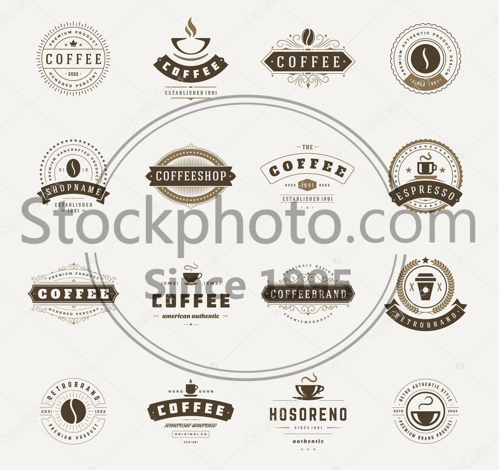 Vintage Coffee Shop Logo - Coffee Shop Logos, Badges And Labels Design Elements Set