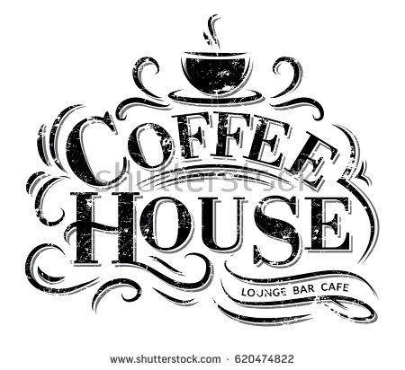 Vintage Coffee Shop Logo - Retro Vintage Coffee House Logo with Lettering. Coffee House Label