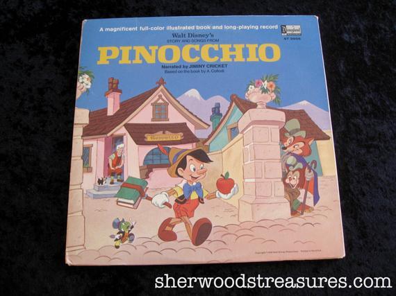 Pinocchio Walt Disney Presents Logo - 1969 Walt Disney Presents Pinocchio Vinyl lp Disneyland | Etsy