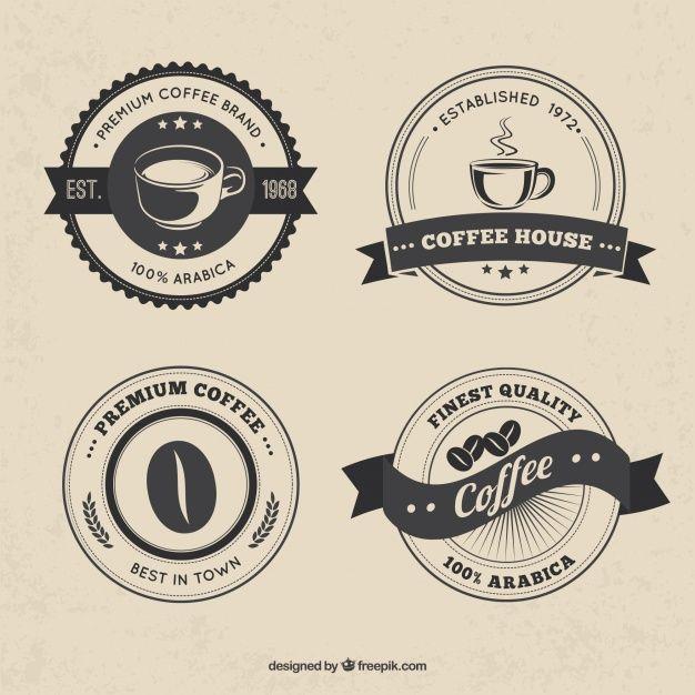 Vintage Coffee Shop Logo - Pack of four vintage coffee stickers Vector | Free Download