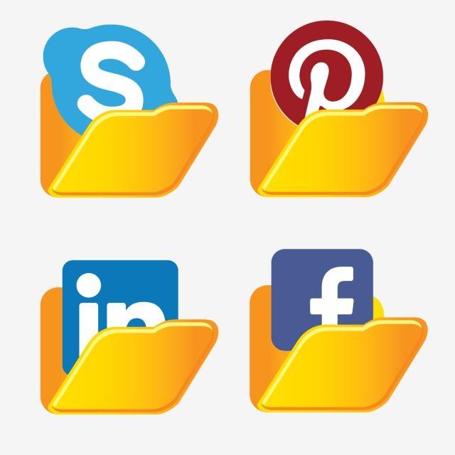 Facebook LinkedIn Logo - Social Media Folder Icon Of Skype Pinterest Linkedin Facebook ...