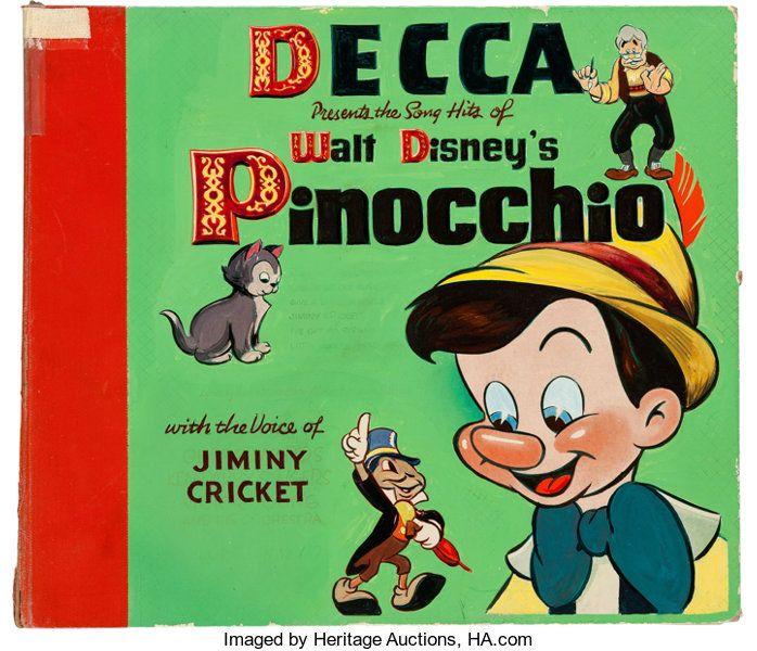 Pinocchio Walt Disney Presents Logo - Walt Disney's Disneyland Pinocchio Album Screen Used Prop Walt
