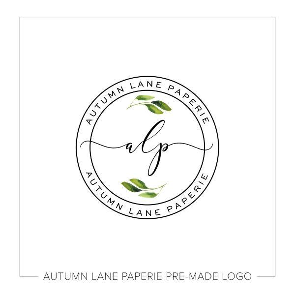 Double Circle Logo - Black Double Circle Logo with Leaves & Initials Logo L86. Autumn