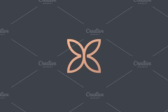 Butterfly with Cross Logo - Abstract butterfly flower simple vector logotype. Line minimal ...