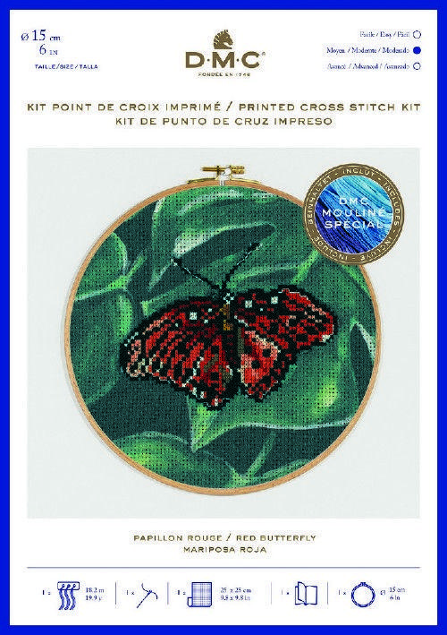 Butterfly with Cross Logo - Red Butterfly Cross Stitch Kit | sewandso