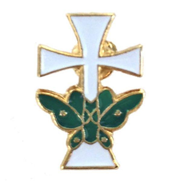Butterfly with Cross Logo - 2 Inch Small Flat Butterfly Cross Pin