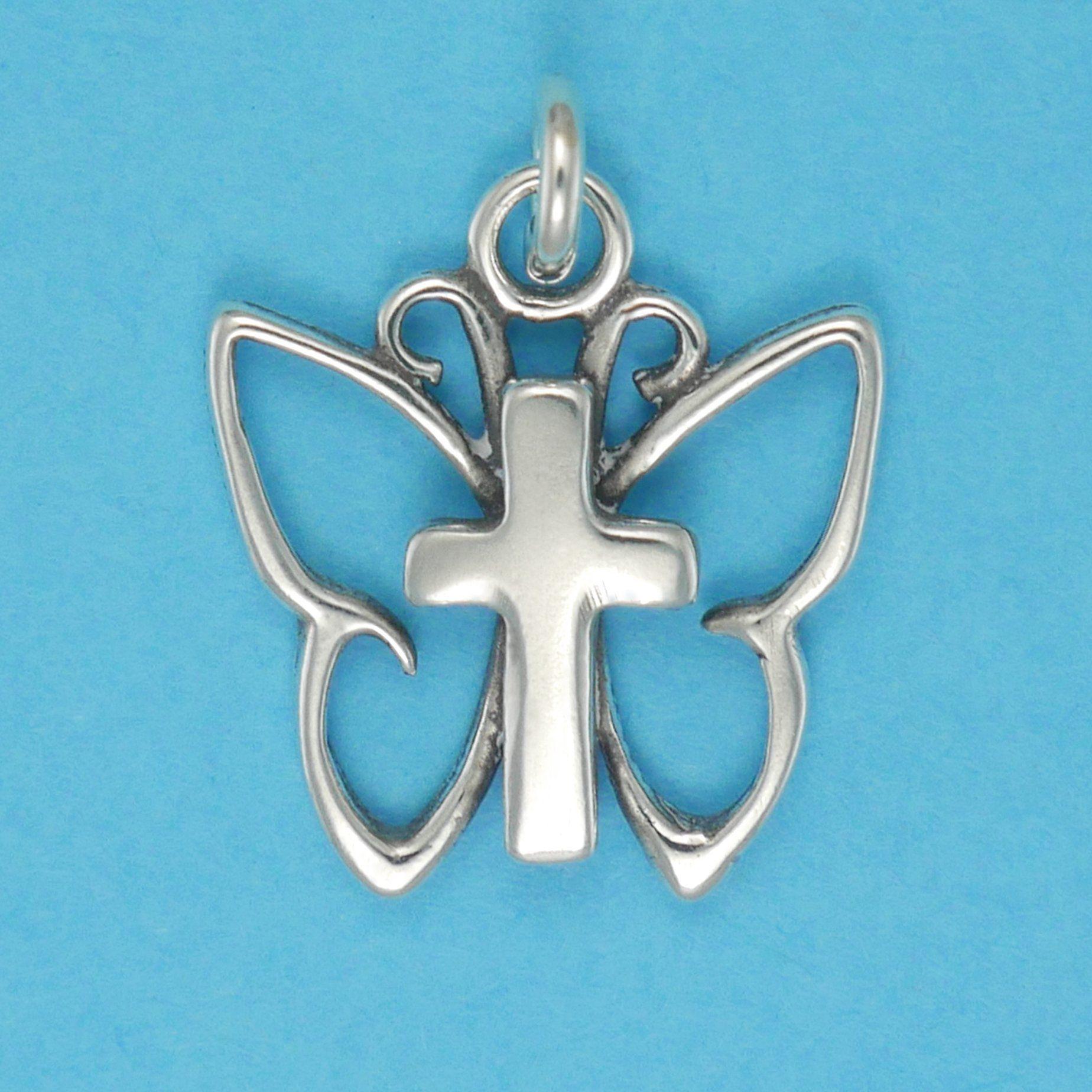 Butterfly with Cross Logo - Simple Butterfly Cross Charm