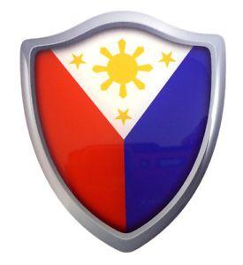 Flag Shield Logo - Philippines flag Shield Domed Decal 3DLook edge Emblem Resin car ...