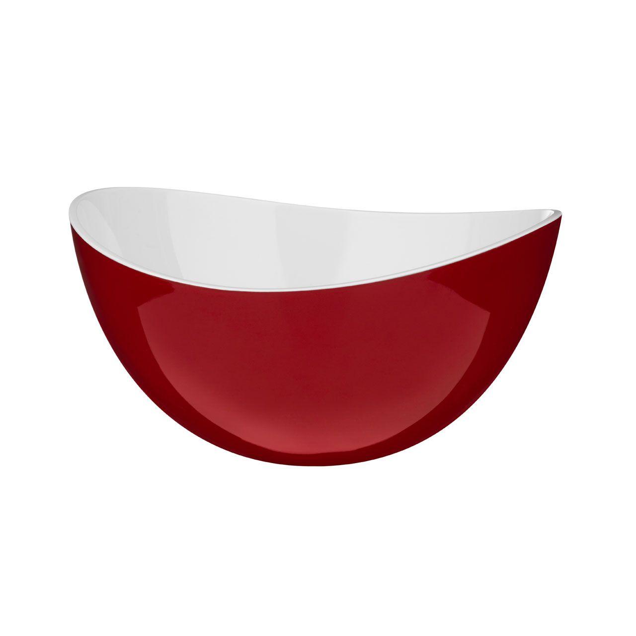 Red and White Bowl Logo - Premier Red & White Plastic Serving Bowl Kitchen Salad Fruit Dish