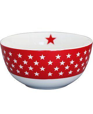Red and White Bowl Logo - Krasilnikoff Cereal Bowl Red White Stars: Amazon.co.uk: Kitchen & Home