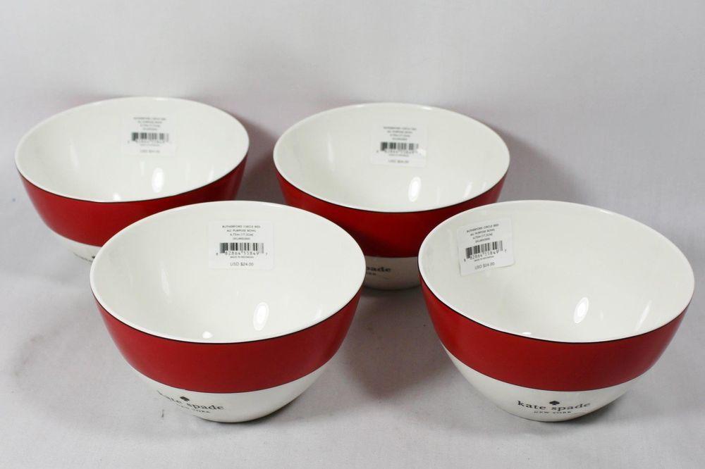 Red and White Bowl Logo - Kate Spade Lenox Rutherford Circle Red & White All Purpose Bowls Set ...