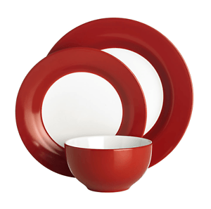 Red and White Bowl Logo - Red White 12 Pc Dinner Set Tableware Crockery Plates Bowls Dining ...