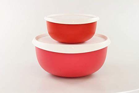 Red and White Bowl Logo - TUPPERWARE Blossom Bowl 3L Serving Mixing Bowl strawberry red