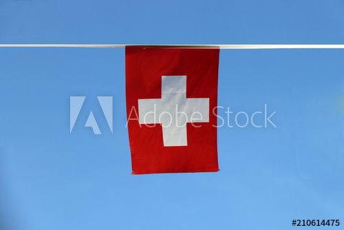 White Cross in Red Rectangle Logo - Mini fabric rail flag of Switzerland, It is consists of a red flag ...