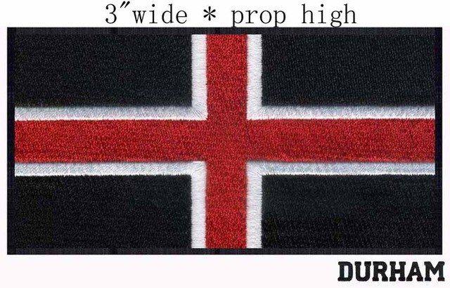 White Cross in Red Rectangle Logo - Durham, England Flag 3 Wide Embroidery Patch For Full Colors Red