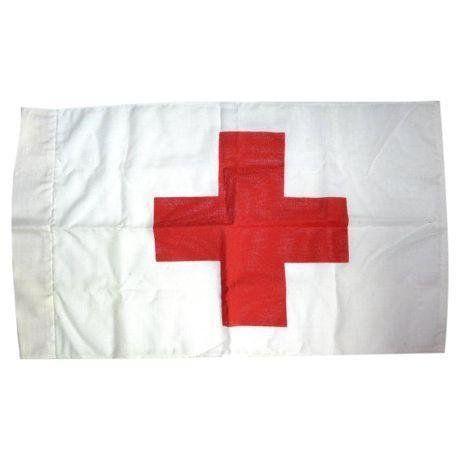 White Cross in Red Rectangle Logo - Vintage Red Cross Hospital Flag Red & White Cross Flag | Chairish