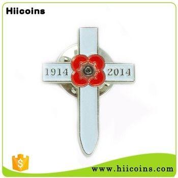 White Cross in Red Rectangle Logo - China White Cross Red Flower Poppy Metal Lapel Pin Metal