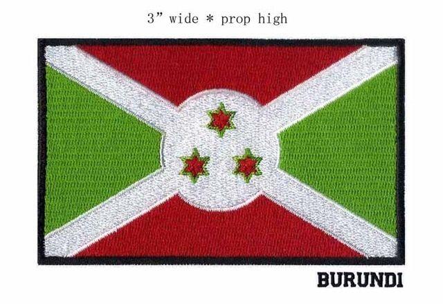 White Cross in Red Rectangle Logo - Burundi 3 Wide Embroidery Flag Patch Patches For White Cross Six