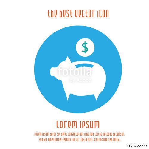 Simple Bank Logo - Piggy bank vector icon. Saving money round blue white simple ...