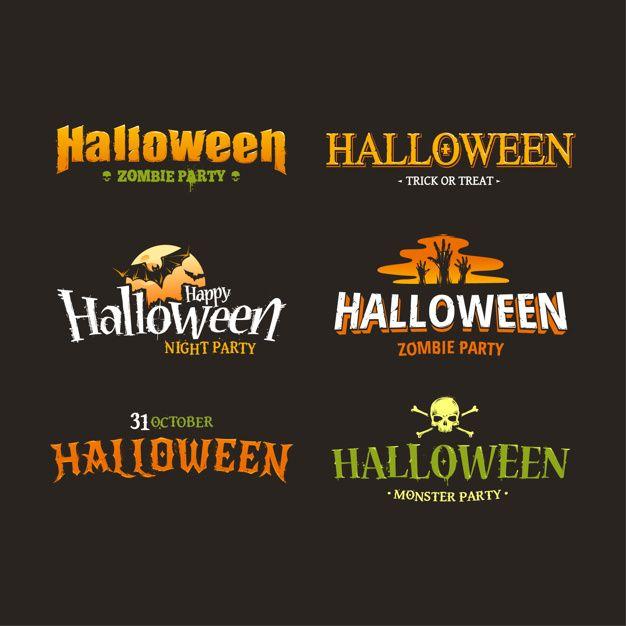 Halloween Logo - Halloween logos collection Vector | Premium Download