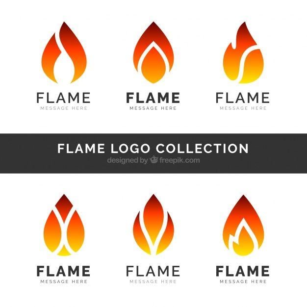 Modern Flame Logo - Set of six flame logos in flat design Vector